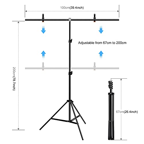 Green Screen Backdrop Kit with Stand, PULUZ 3.2x6.5ft Portable GreenScreen Background Stand, T-Shape Green Screen Stand kit with Clamp Carrying Bag for Streaming Video and Photography Shoots - size: 3.2 x 6.5 Ft
