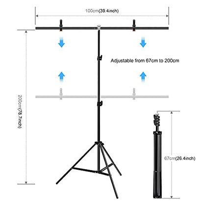 Green Screen Backdrop Kit with Stand, PULUZ 3.2x6.5ft Portable GreenScreen Background Stand, T-Shape Green Screen Stand kit with Clamp Carrying Bag for Streaming Video and Photography Shoots - size: 3.2 x 6.5 Ft