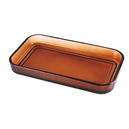 H Halston Amber Glass 9x5 Vanity Tray, Bathroom Organizer, Trinket Tray for Jewelry, toiletries, Organization, Durable Heavy Weight Construction