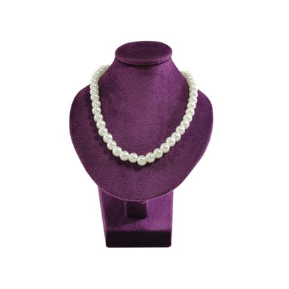 Mini Pendant Display Bust Velvet Jewelry Bust Stand Pendant Holder Velvet Mannequin Necklace Stand Wooden Portrait Model 12cm (Purple) - color: Purple