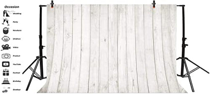 Yeele 12x8ft Vintage Wood Backdrop Retro Rustic White and Gray Wooden Floor Background for Photography Kids Adult Photo Booth Video Shoot Vinyl Studio Props