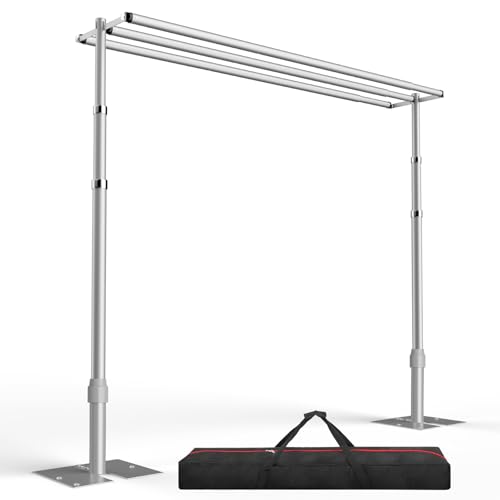 EMART Backdrop Stand Heavy Duty 8.9x10Ft,Three Crossbar Pipe and Drape Photo Background Support Kit, Adjustable Metal Frame with Flat Base for Wedding Birthday Party Decorations - color: Silver, size: 8.9x10FT