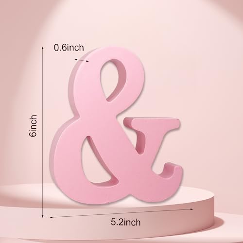 AOCEAN 6 Inch Pink Wood Letters Unfinished Wooden Letters for Wall MAGA Decorative Standing Letters Slices Sign Board for Crafts Christmas Decoration Home Party Projects (&) - style: &