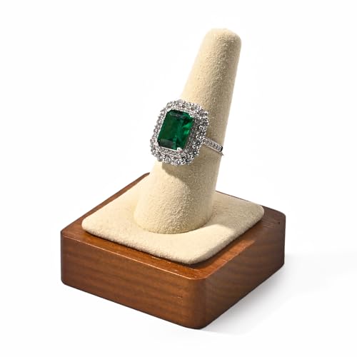 Single Finger Solid Wood Ring Display Stand Jewelry Showcase Display Holder for Ring(Beige) - color: Beige