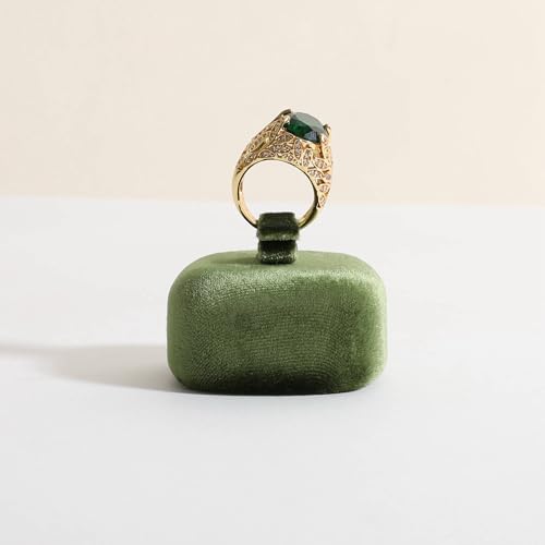 Cute Single Ring Holder for selling, Velvet Ring Display Stand for Jewelry Show, Jewelry Storage Display【Green】 - color: Green