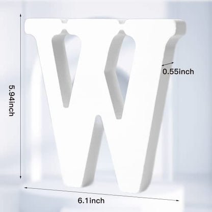 AOCEAN 6 Inch White Wood Letters - Unfinished Wood Letters for Wall Christmas Decor Standing Letters Slices Sign Board Decoration for Xmas Home Party Projects (W) - style: W