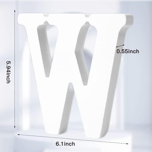 AOCEAN 6 Inch White Wood Letters - Unfinished Wood Letters for Wall Christmas Decor Standing Letters Slices Sign Board Decoration for Xmas Home Party Projects (W) - style: W