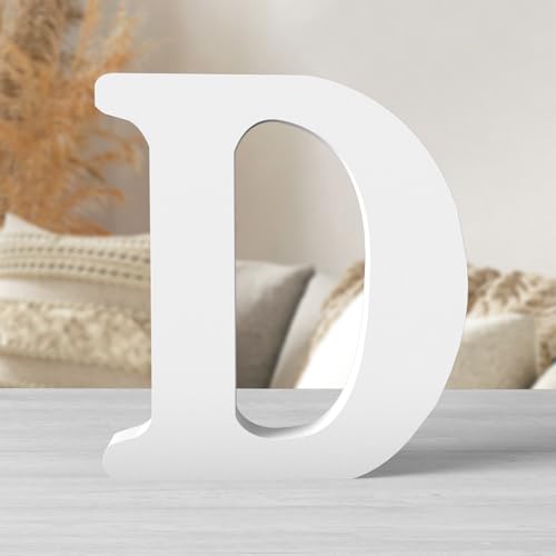 8 Inch White Wood Letters Unfinished Wood Letters for Wall Decor Decorative Standing Letters White Block Letters for wall Decoration for Craft Home Party Projects (D) - color: White-D, size: 8 inch