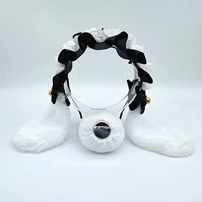 Faylay Cosplay Women Plush Furry Bunny Ears Headwear Accessory Rabbit Headband - color: 5-bjh With Tail