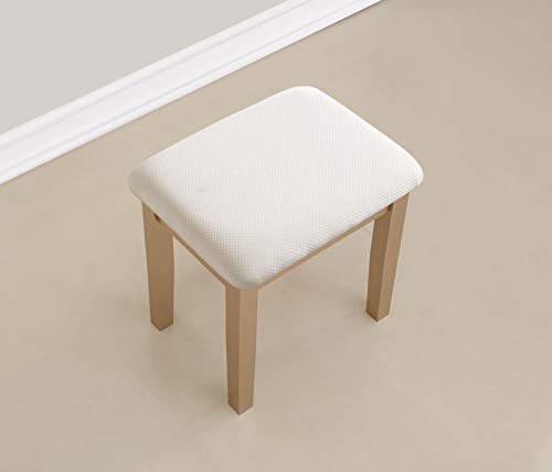 Roundhill Furniture Moniys Wood Moniya Makeup Vanity Table and Stool Set, Gold - color: Gold