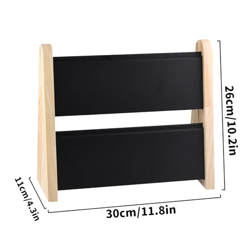10.2'' x 10.7'' x 12.2'' Double-Deck Folding Wood Necklace Display Stand with Leather Mat Tabletop Jewelry Stand Storage (Black) - color: Black