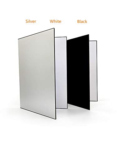 (2 PCS) Light Reflector 3 in 1 Photography Reflector Cardboard,A3 (17x12 Inch) Size Folding Light Diffuser Board for Still Life, Product and Food Photo Shooting - Black, Silver and White, 2 Pack - size: A3
