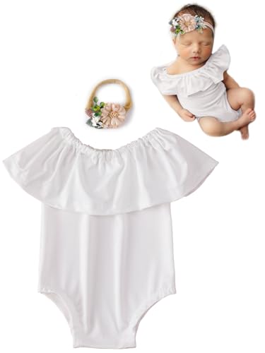 Newborn Photography Outfits Girl Baby Photo Tutu Dress Newborn Photoshoot Romper Baby Picture Lace Outfit - color: White7