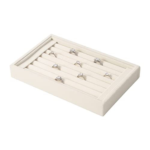 Pangkeep Ring Holder Display Tray Jewelry Organizer Stands for Selling Rings Earrings Show (Beige) - color: Beige