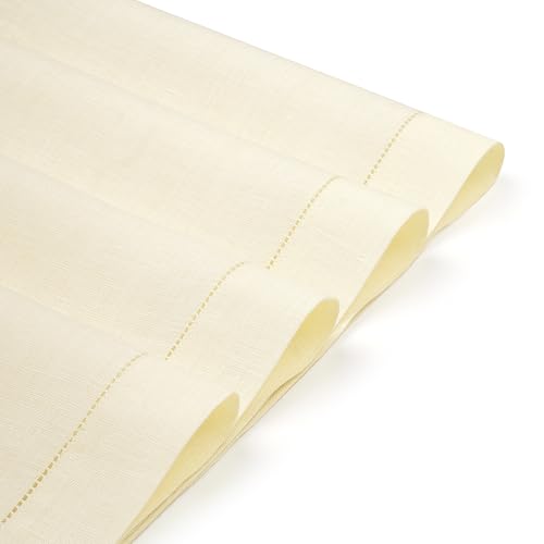 D'Moksha Homes Cream Linen Cloth Placemats Set of 4-100% Pure Linen Hemstitch Placemats 14 x 19 Inch - Classic Hemstitch Table Place Mats for Spring - Handcrafted and Machine Washable - color: 25 - Cream