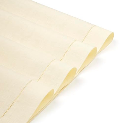 D'Moksha Homes Cream Linen Cloth Placemats Set of 4-100% Pure Linen Hemstitch Placemats 14 x 19 Inch - Classic Hemstitch Table Place Mats for Spring - Handcrafted and Machine Washable - color: 25 - Cream