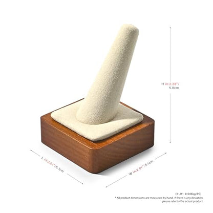 Single Finger Solid Wood Ring Display Stand Jewelry Showcase Display Holder for Ring(Beige) - color: Beige