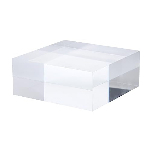 PATIKIL 4"x4"x1.5" Jewelry Display Riser, Polished Acrylic Cube Display Stand Block Collection Showcase Ring Holder Square, Clear - size: 4" x 4" x 1.5"