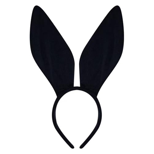 Rabbits Ears Hairband Photo Props Easters Hair Hoop Headband Party Headpiece Dress up Headbands for Music Festival - color: Black