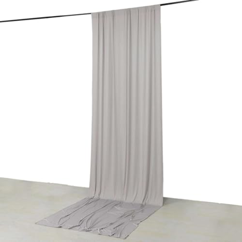 Efavormart 5ft x 14ft Silver 4-Way Stretch Spandex Backdrop Curtain, Wrinkle-Free Shimmering Stage Panel for Modern Disco and New Year's Eve Parties - color: Silver, size: 5ftx14ft