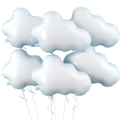 Biapian Large Cloud Balloons Set, 6 Pcs 30 Inch White Clouds Foil Balloons, Helium & Air Cloud Party Decorations for Girls Boys Baby Shower, Birthday, Wedding, Blue Sky Theme Supplies - style: Clouds