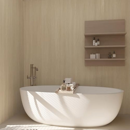 Yellowish Brown Wood Grain Wallpaper Light Oak Contact Paper Peel Stick Countertop Paper 16x354inch Air Guide Slot Design Matte Thick Self-Adhesive Waterproof Furniture Sticker Vinyl Wrap for Counter - color: Light Brown, size: 16" x 354"
