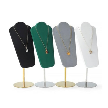 Necklace Display Luxury Metal Necklace Display Rack, Microfiber Jewelry Shelf for Stylish Props(Gray) - color: Gray