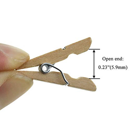 HAHIYO Wooden Clothes Pins Clothespins Mini Do NOT Fall Apart 1 inches Length 80 Pack Sturdy Strong Springs No Rust No Discoloration for Laundry Bathroom DIY Craft Photos Food Opened Bags - size: Natural Wood 1 inches 80 Pack