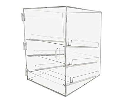 Marketing Holders 3 Tray Bakery Display Case Commercial Pastry Bin 12.75" x 16.75" for Baked Goods with 3 Removable Trays Clear Acrylic Countertop Storage - size: Pastry Cabinet 3 Tray