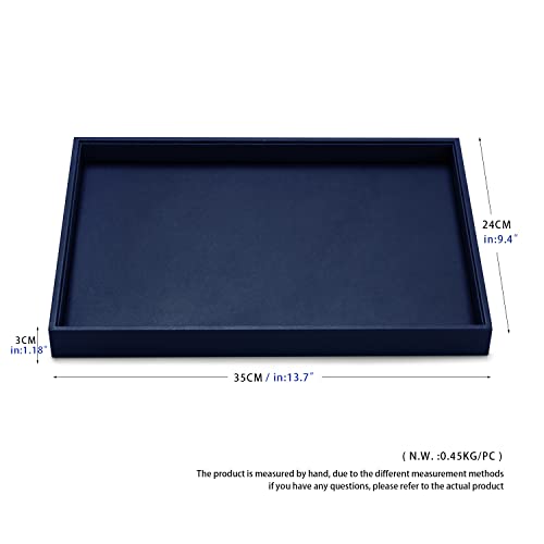 PU Leather Jewelry Tray Jewelry Display Tray Stackable Jewelry Drawer Organizer Tray Necklace Bracelet Holder Tray for Necklace Bracelets Watches Storage (Blue) - color: Blue, size: 1 Grid
