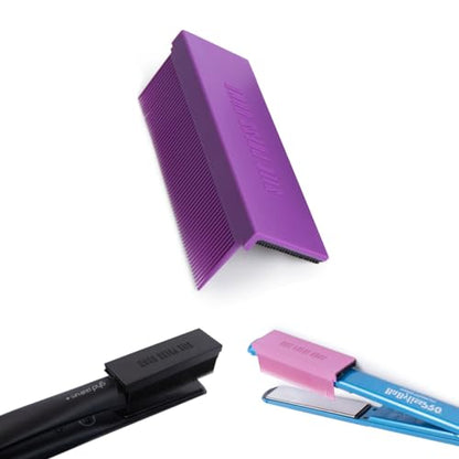 Silk Press Comb - Removable Clip-On Hair Straightener Attachment - Heat-Resistant for Professional & Silky Results (PURPLE) - color: Purple