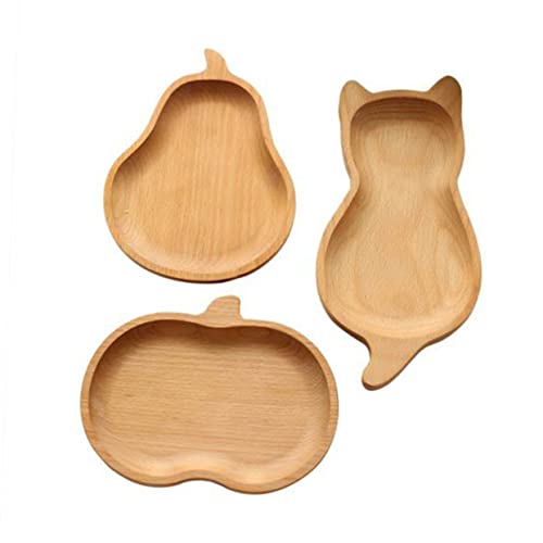 Mikinona Pear Pattern Wooden Plate Japanese Style Dessert Tray for Snacks and Jewelry Made from Natural Wood Photography Prop