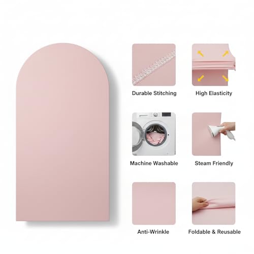 Double Sided 6.6FT Pink Arch Backdrop Cover Spandex Fitted Stretchy Arch Covers for Wedding Birthday Party Bridal Baby Shower Ceremony - color: Pink, size: 6.6ft
