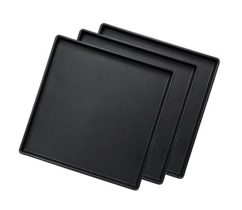 Small Square Tray (9 inch) 3 Pack, Durable Black Tray for Desserts & Organization, Lightweight for Coffee, Drinks, Party, Seasoning, Perfume and Display. - color: Black - 3 Tray, size: 9" x 9" x 0.8"