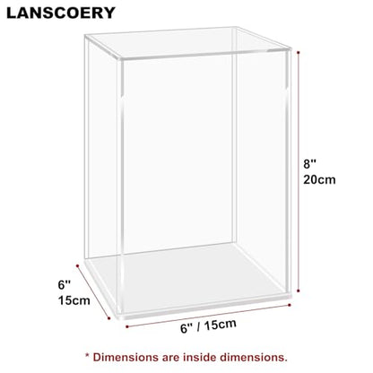 LANSCOERY Acrylic Display Case, 6x6x8 in, Upgraded Thickened UV-Resistant Showcase, 98% Clarity Dustproof Box with Glossy White Base for Action Figures, LEGO & Models, Includes Scraper & LED Light - color: White, size: 6x6x8inch; 15x15x20cm