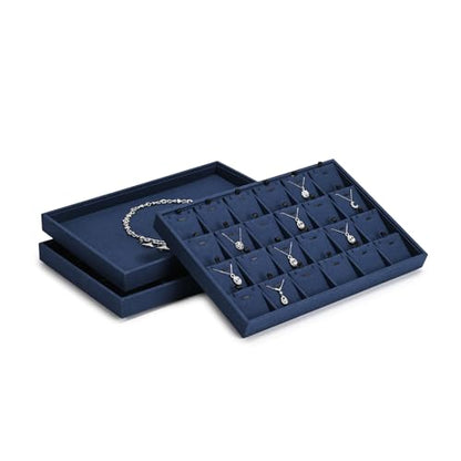 12 Grids Microfiber Jewelry Tray Bracelet Tray Bangle Tray Jewelry Display Tray Stackable Jewelry Trays for Bracelet Bangle Holder Watch Earring Brooches Display Tray (Blue) - color: Blue, size: 12 Grid