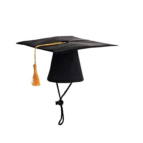 1 Piece Black Pet Graduation Hat with Yellow Tassel Pet Graduation Costume Apparel for Photo Prop Costume for Dogs Cats Holiday Accessory