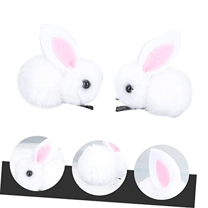 Yardwe 1Pair Adorable Plush Bunny Hair Clip for Creative Rabbit Hairpin for Easter Holiday and Photo Props Comfortable and Durable Hair Accessories