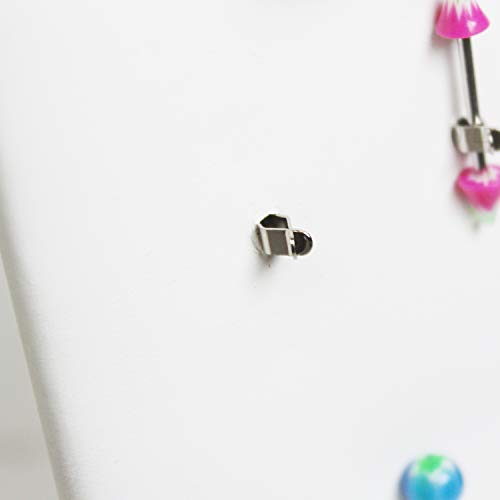MOOCA 54 Clip Pendant/Body Jewelry Showcase Display Pad with Built in Easel for Belly Button Rings, Tongue Rings and Industrial Barbell Organizer, White Leatherette, 2 Pieces Set - color: White Faux Leather