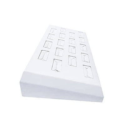 MOOCA 18 Slots Ring Tray Display, Slotted Ring Showcase Display Jewelry Organizer Stand, Jewelry Holder for Showcase, Premium White Leatherette - color: White Faux Leather, 18 slots