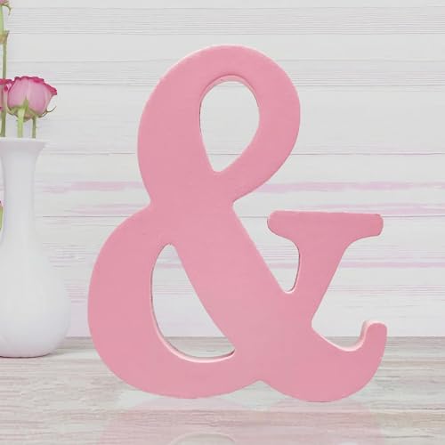 AOCEAN 6 Inch Pink Wood Letters Unfinished Wooden Letters for Wall MAGA Decorative Standing Letters Slices Sign Board for Crafts Christmas Decoration Home Party Projects (&) - style: &