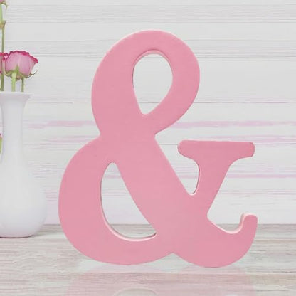 AOCEAN 6 Inch Pink Wood Letters Unfinished Wooden Letters for Wall MAGA Decorative Standing Letters Slices Sign Board for Crafts Christmas Decoration Home Party Projects (&) - style: &