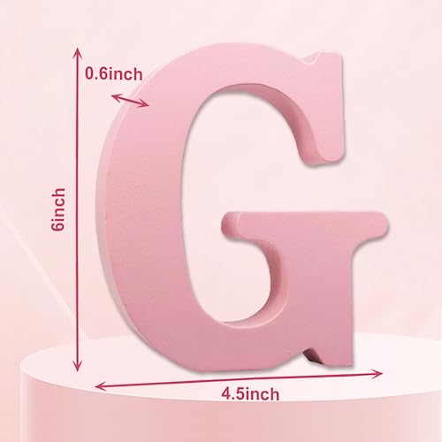 AOCEAN 6 Inch Pink Wood Letters Unfinished Wooden Letters for Wall MAGA Decorative Standing Letters Slices Sign Board for Crafts Christmas Decoration Home Party Projects (G) - style: G