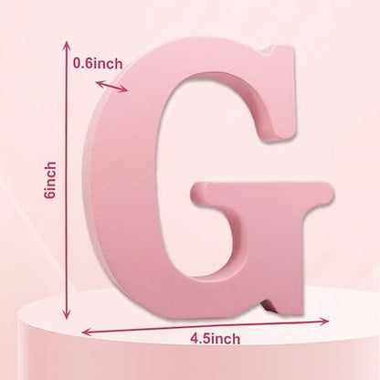 AOCEAN 6 Inch Pink Wood Letters Unfinished Wooden Letters for Wall MAGA Decorative Standing Letters Slices Sign Board for Crafts Christmas Decoration Home Party Projects (G) - style: G