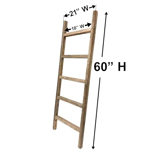 BARNWOODUSA Rustic Farmhouse Decorative Ladder - Our 5 ft Ladder can be Mounted Horizontally or Vertically and is Crafted from Upcycled Wood No Assembly Required Espresso - color: Espresso, size: 60"H x 21"W x 1.63"D