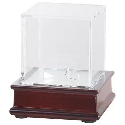 DisplayGifts Baseball Display Case Wooden Lacrosse Ball Stand 98% UV High Protection All-Sides Closure Cube for a Home Run or Autographed Ball Cherry Finish Bottom - color: Cherry