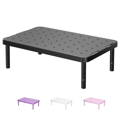 WALI Computer Monitor Stand for Desk, Adjustable Laptop Riser, Desk Monitor Stand Underneath Storage for Office, School Supplies (PTT001-B), 1 Pack, Black - color: Black, size: 14.6" * 9.3" Basic