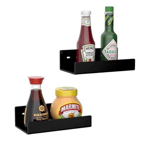 7 Inches Black Acrylic Wall Shelves for Home Décor, 2 Pack, Acrylic Dining Room Organizer Shelves for Wall, Wall Mounted Storage Display Shelf - color: Black, size: 7 Inch