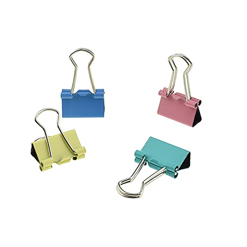 HAHIYO Binder Clips Paper Clamps Spring Steel Sturdy Mini 0.59 inches Width 0.18 Inch Capacity No Sharp Edges Heavy Duty Tight Grip Reusable Color Metal Bright Finish for Home Office School 100 Pack - size: Color0.59in-100P