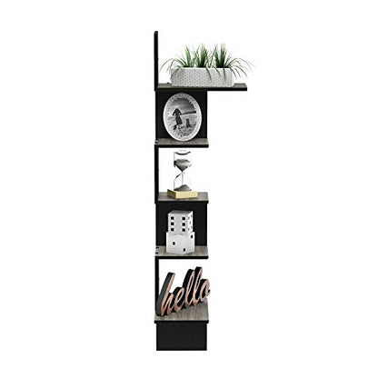 Furinno Rossi Wall Mounted Shelves, 5-Tier Rectangle, French Oak Grey/Black - color: French Oak Grey/Black, style: 5-Tier Square